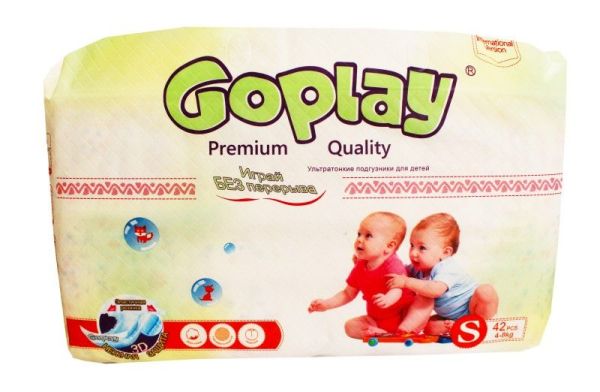 Изображение товара Подгузники goplay premium quality ультротонкие S 4-8кг №42 Подгузники goplay premium quality ультротонкие S 4-8кг №42 фотография
